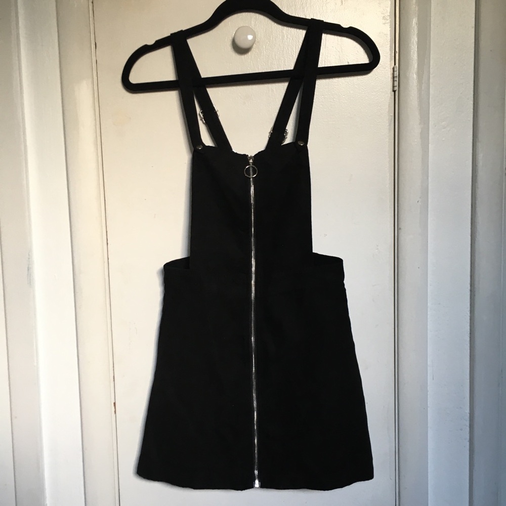 Black Suede Overall Dress